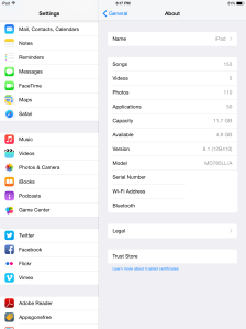 iPad Air iOS 8.1 Installed